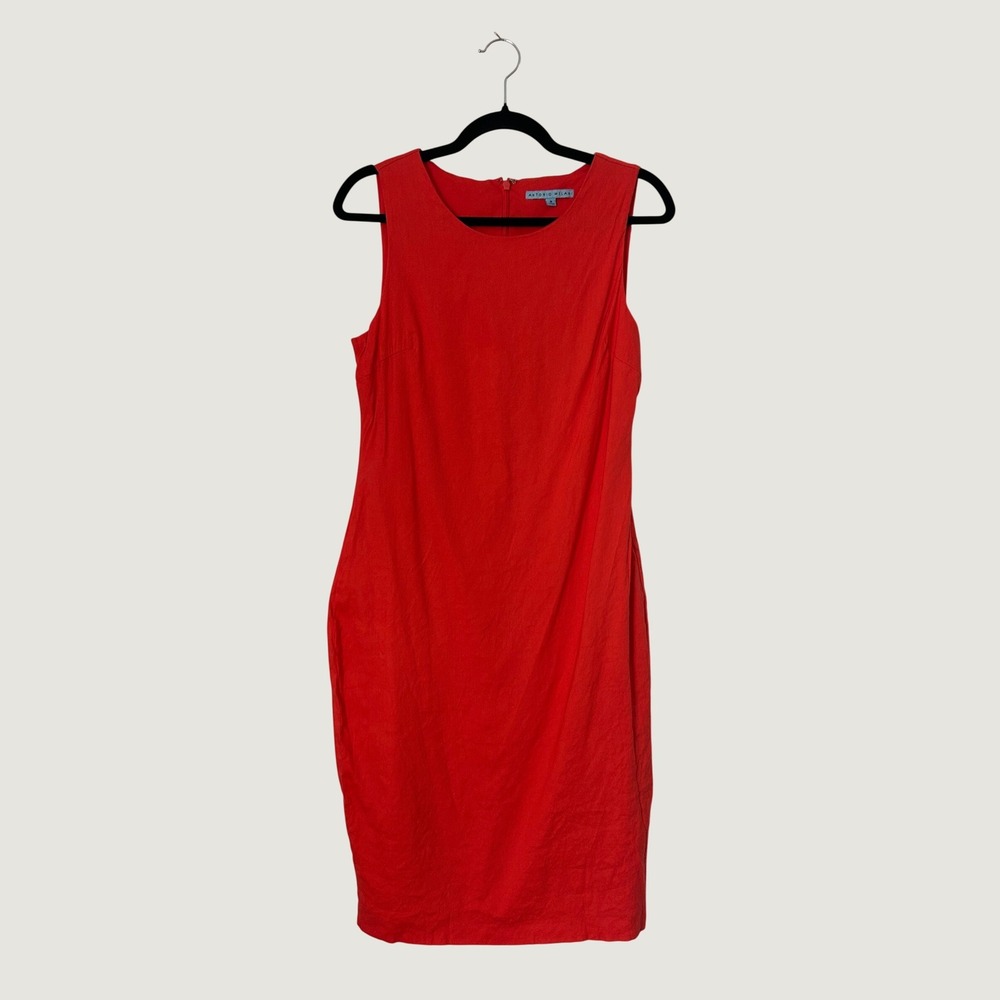 Antonio Melani Sheath Dress Women 8 Red Linen Blend Sleeveless Lagenlook Minimal